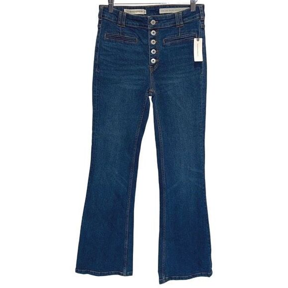 Anthropologie Pilcro‎ High Rise Trouser Bootcut Jeans Women 27 Button Fly NWT - Picture 1 of 10